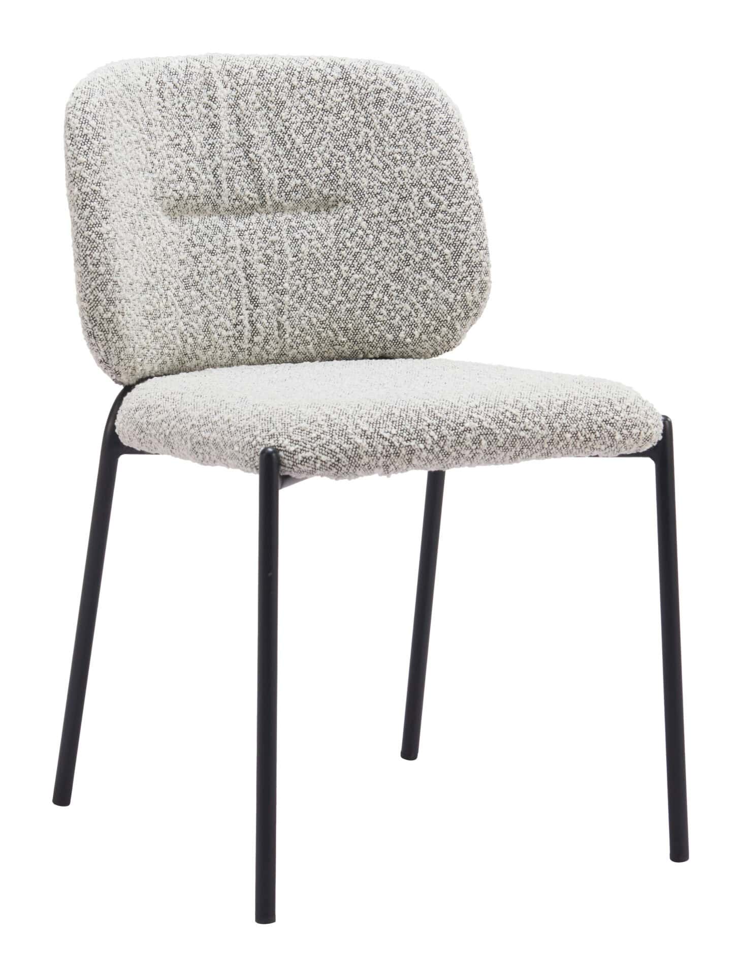 Gray Shearling Seat Dining Chair with Steel Legs (Set of 2) 6 Gray Shearling Seat Dining Chair with Steel Legs (Set of 2) - Image 6
