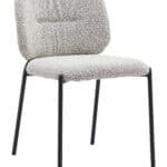 Gray Shearling Seat Dining Chair with Steel Legs (Set of 2)