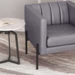 Mid-Century Modern Gray Tufted Faux Leather Accent Chair 10 Mid-Century Modern Gray Tufted Faux Leather Accent Chair