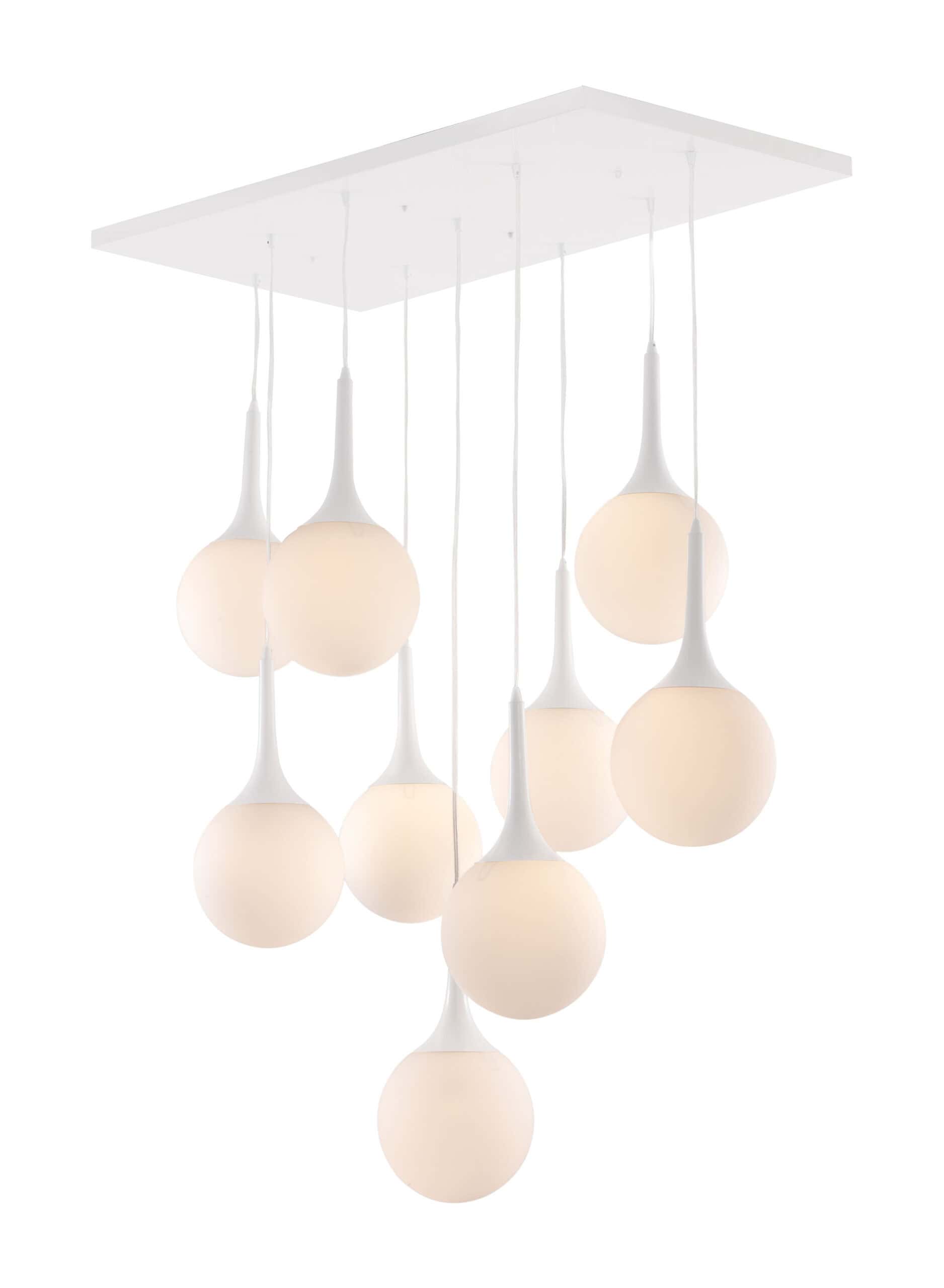 Frosted Glass Pendant Ceiling Lamp with Adjustable Cord (9 Lights) 8 Frosted Glass Pendant Ceiling Lamp with Adjustable Cord (9 Lights)