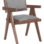 Gray and Walnut Dining Chair with Fabric Seat (Set of 2) 8 Gray and Walnut Dining Chair with Fabric Seat (Set of 2)