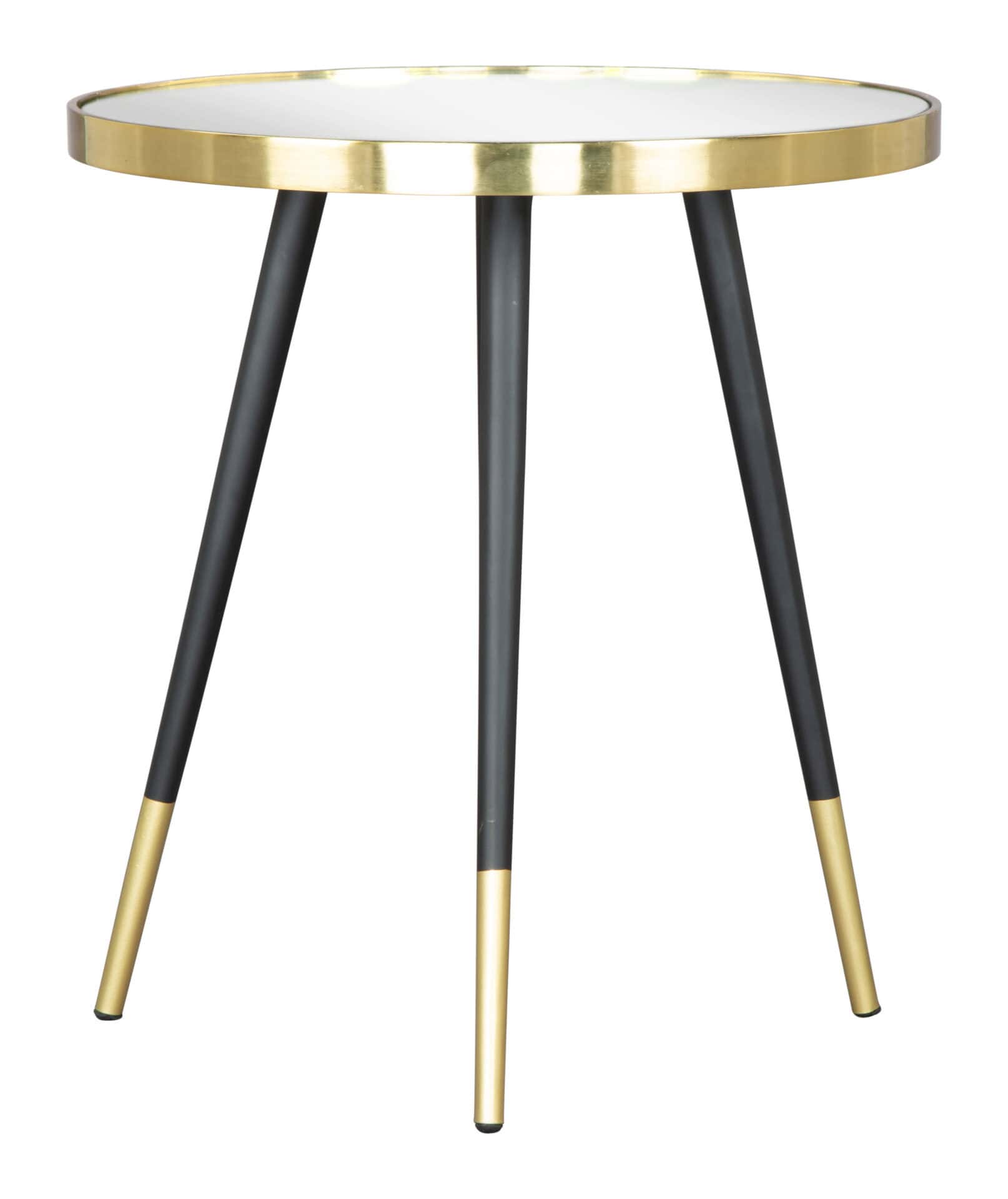 Gold & Black Round Side Table with Mirror Top 4 Gold & Black Round Side Table with Mirror Top - Image 4