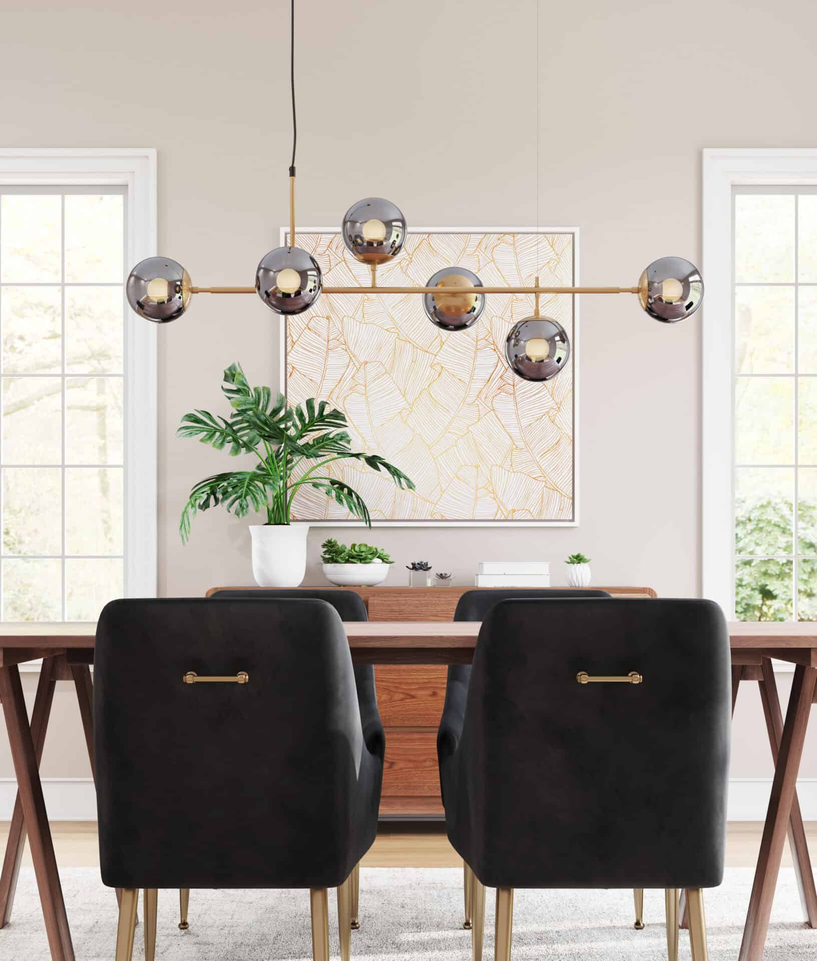 Gold-Plated Ceiling Lamp with Smoked Glass Shades 3 Gold-Plated Ceiling Lamp with Smoked Glass Shades - Image 3