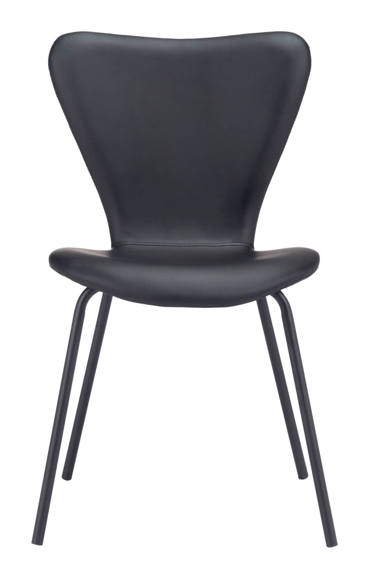 Mid-Century Modern Black Faux Leather Dining Chairs (Set of 2) 5 Mid-Century Modern Black Faux Leather Dining Chairs (Set of 2) - Image 5