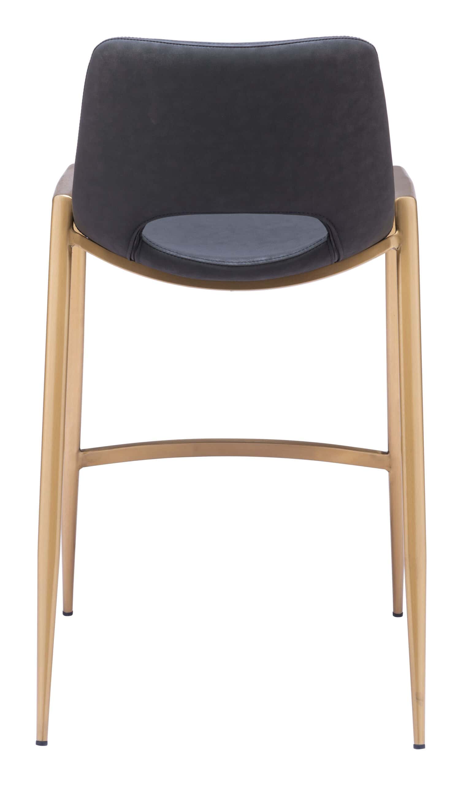 Black and Gold Mid-Century Modern Counter Stool with Armrests (Set of 2)