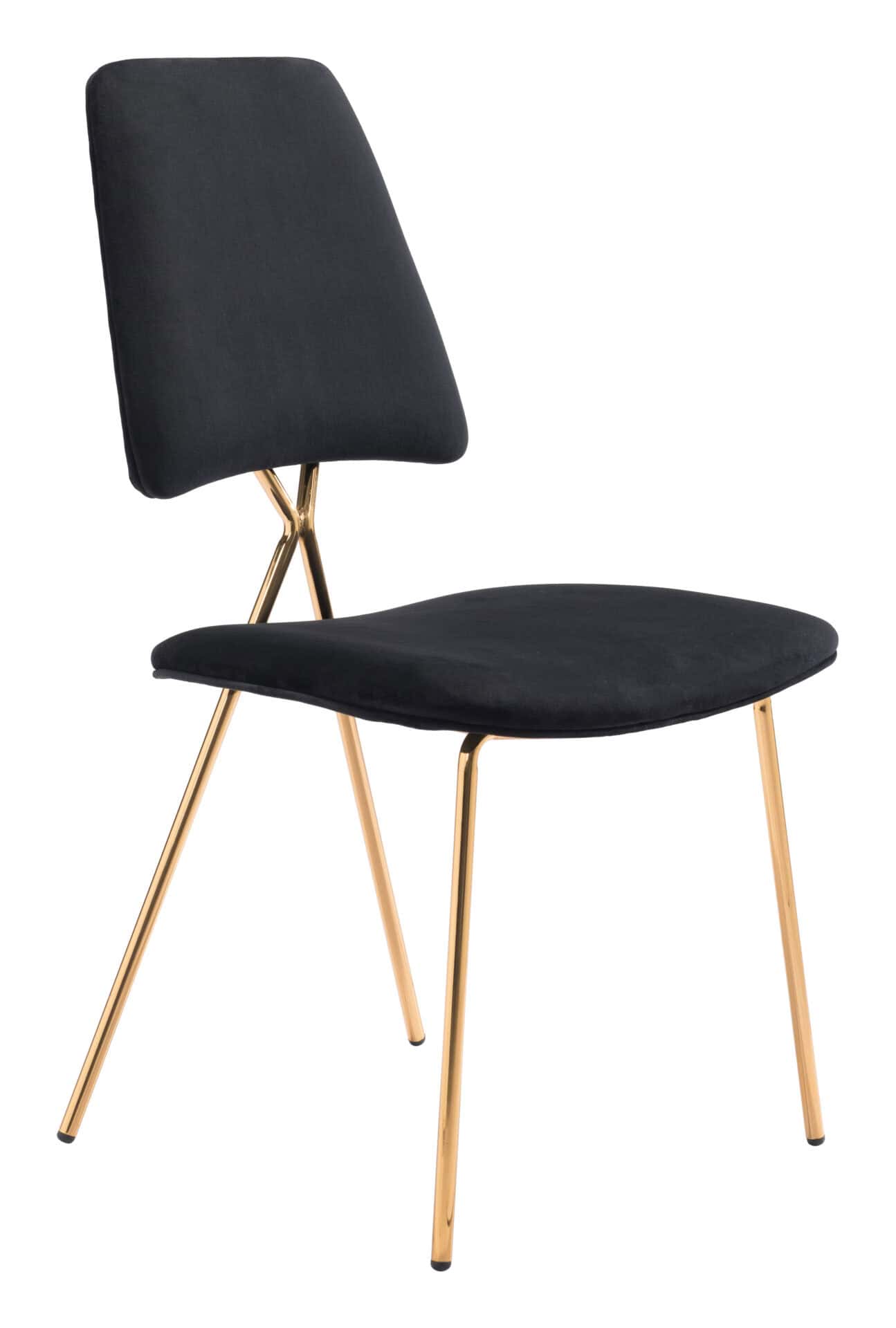 Black Velvet Dining Chair with Gold Frame (Set of 2) 3 Black Velvet Dining Chair with Gold Frame (Set of 2) - Image 3