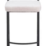 Ivory Teddy Fabric Barstool with Black Steel Frame (Set of 2) 14 Ivory Teddy Fabric Barstool with Black Steel Frame (Set of 2)