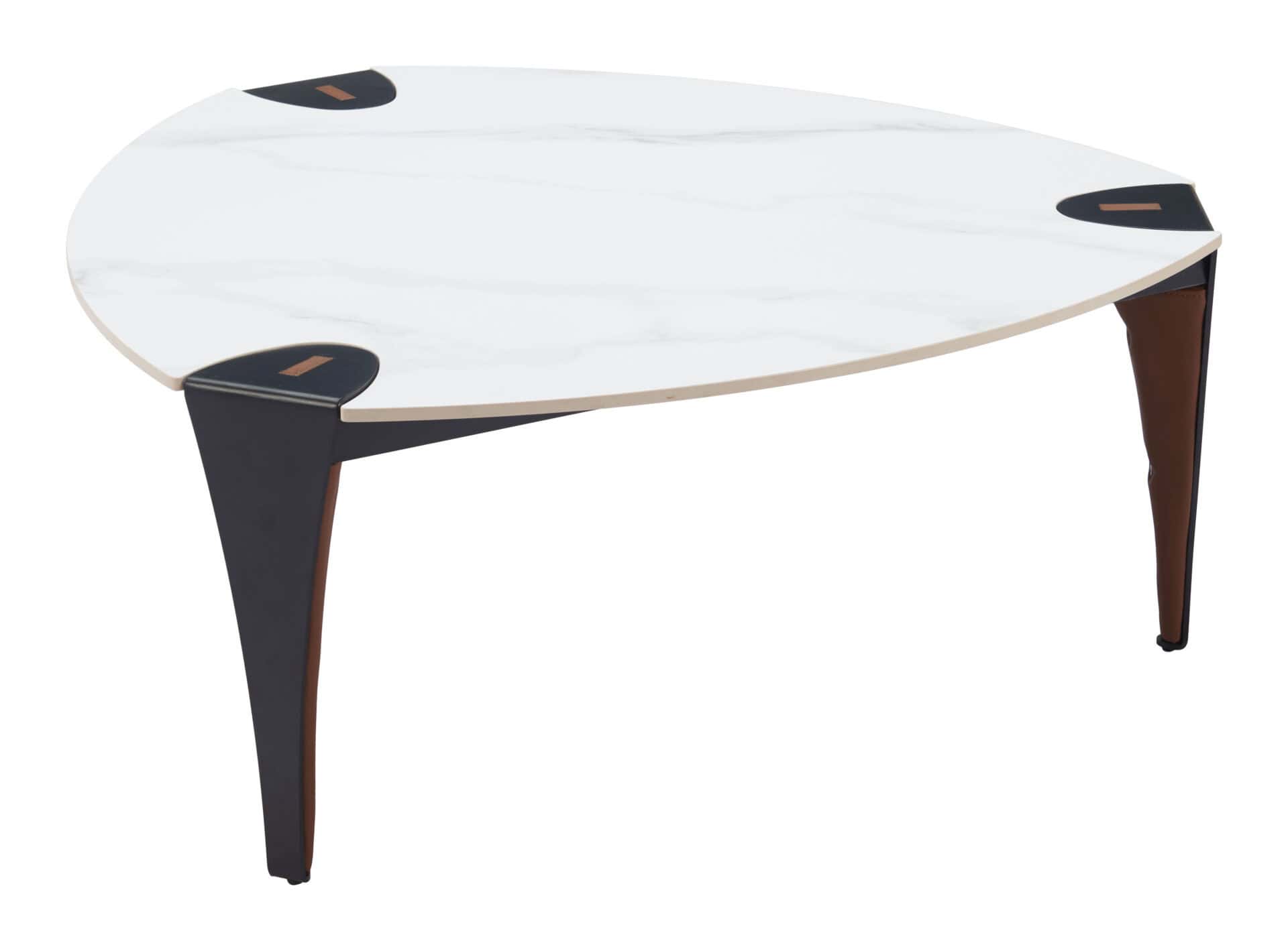 Multicolor Sintered Stone Coffee Table with Steel Vinyl-Wrapped Legs 4 Multicolor Sintered Stone Coffee Table with Steel Vinyl-Wrapped Legs - Image 4
