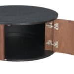 Round Black & Walnut Coffee Table with Storage and Elegant Wood Legs 15 Round Black & Walnut Coffee Table with Storage and Elegant Wood Legs