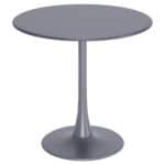 Gray Round Dining Table with Aluminum Frame and Sunburst Design
