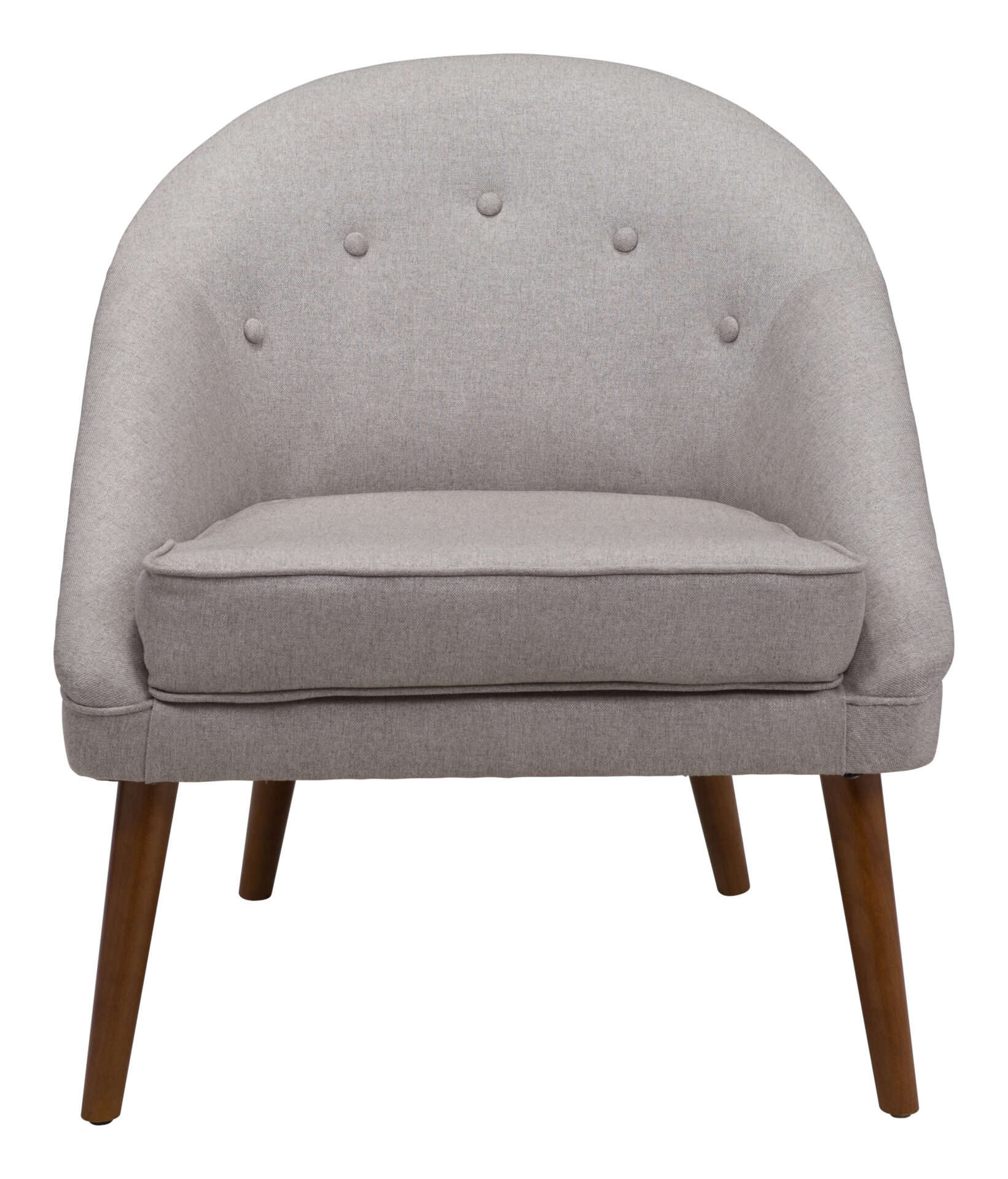 Retro Modern Beige Accent Chair with Tufted Upholstery and Wood Legs 4 Retro Modern Beige Accent Chair with Tufted Upholstery and Wood Legs - Image 4