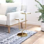 White and Gold Marble Side Table with Steel Frame