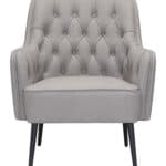 Gray Tufted Accent Chair with Faux Leather and Steel Legs 13 Gray Tufted Accent Chair with Faux Leather and Steel Legs