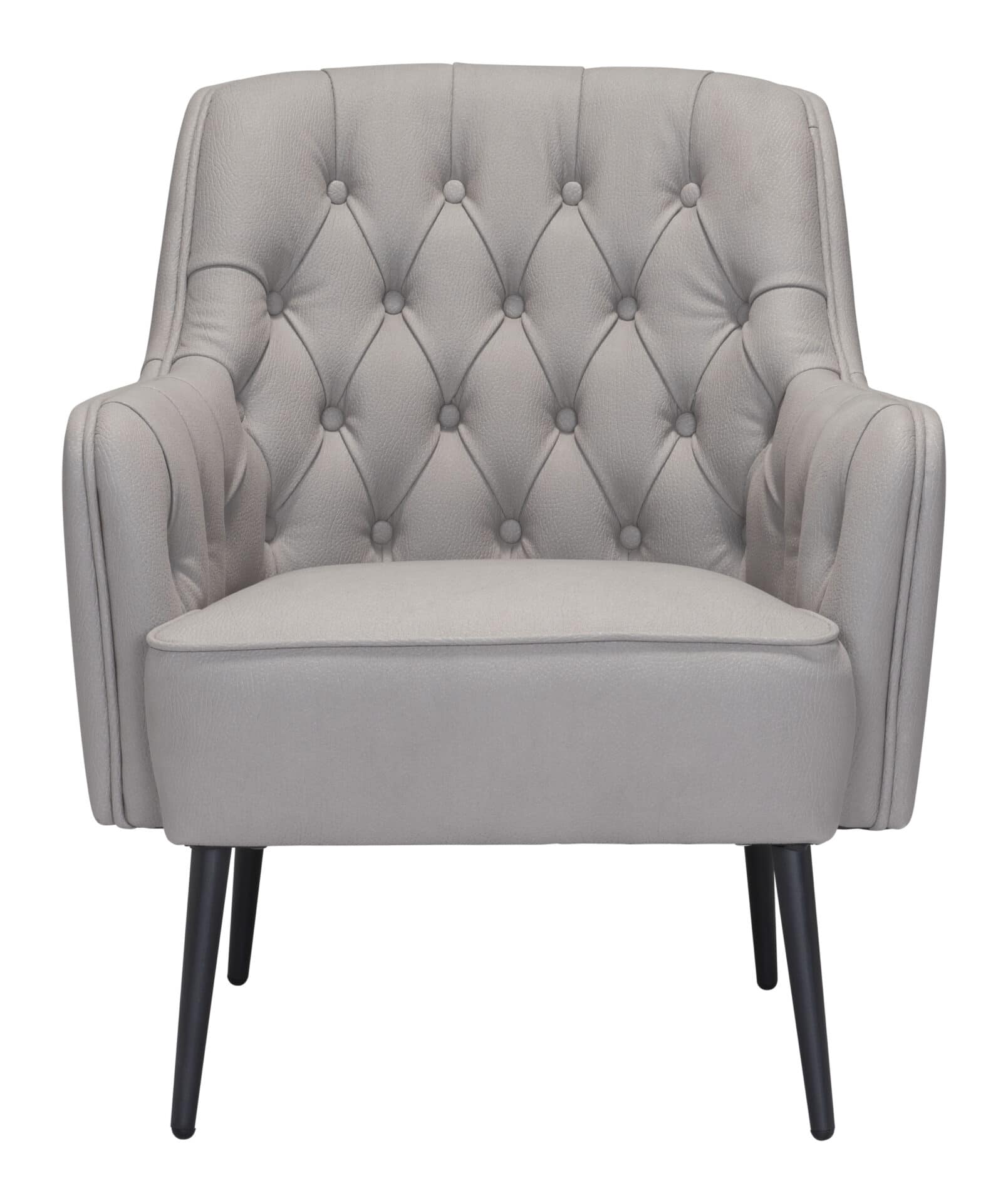 Gray Tufted Accent Chair with Faux Leather and Steel Legs 4 Gray Tufted Accent Chair with Faux Leather and Steel Legs - Image 4