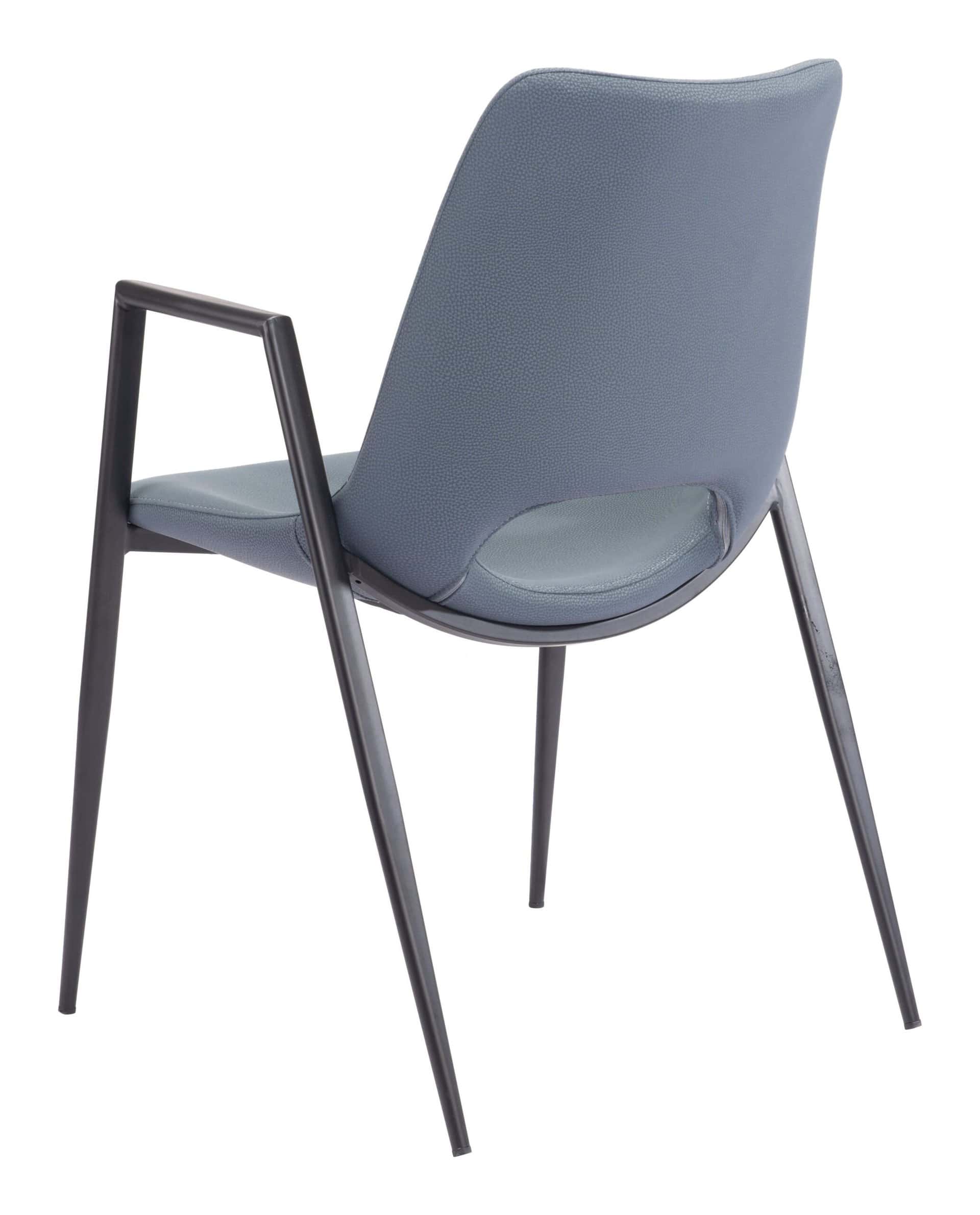 Mid-Century Modern Faux Leather Dining Chair with Armrests, Gray (Set of 2)
