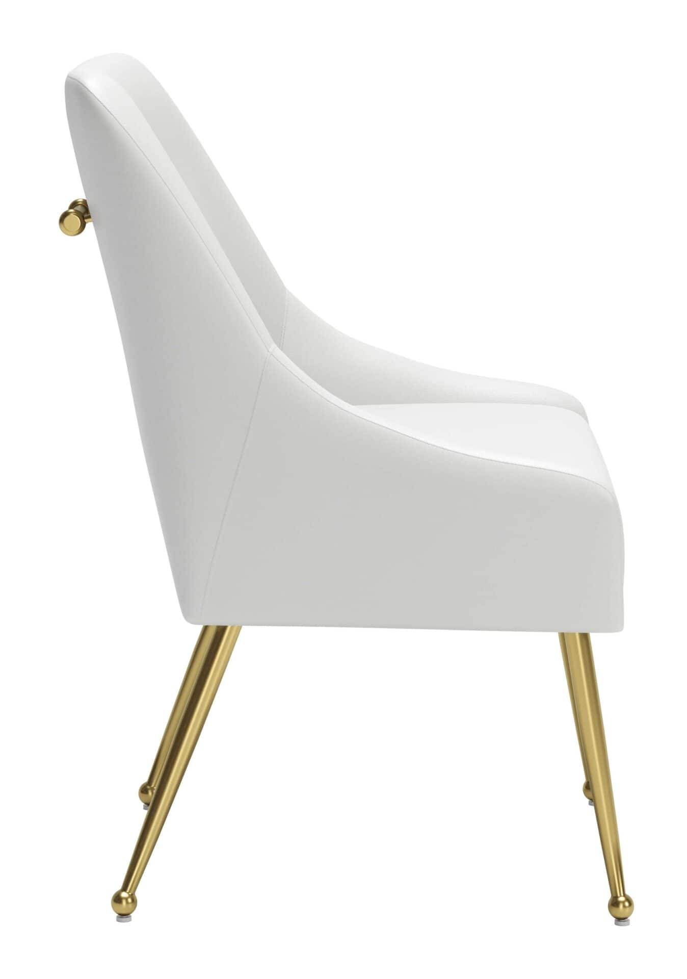 White and Gold Upholstered Armchair with Cushioned Back and Armrest 4 White and Gold Upholstered Armchair with Cushioned Back and Armrest - Image 4