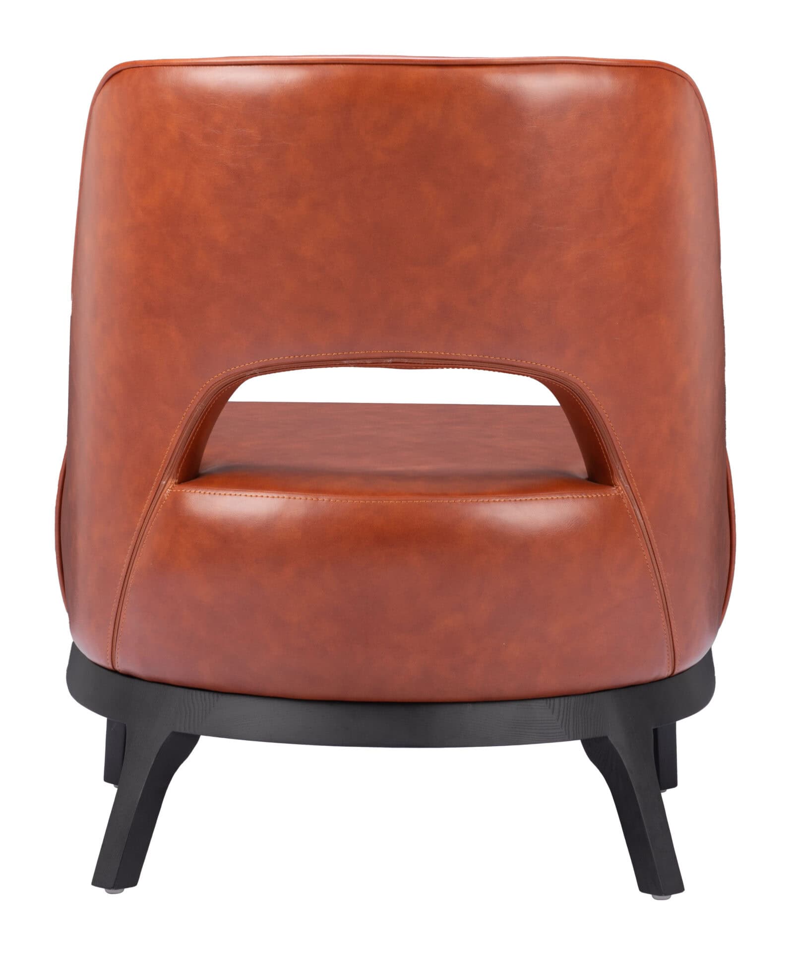Brown Vinyl Accent Chair with Solid Wood Base and Rubber Feet 5 Brown Vinyl Accent Chair with Solid Wood Base and Rubber Feet - Image 5