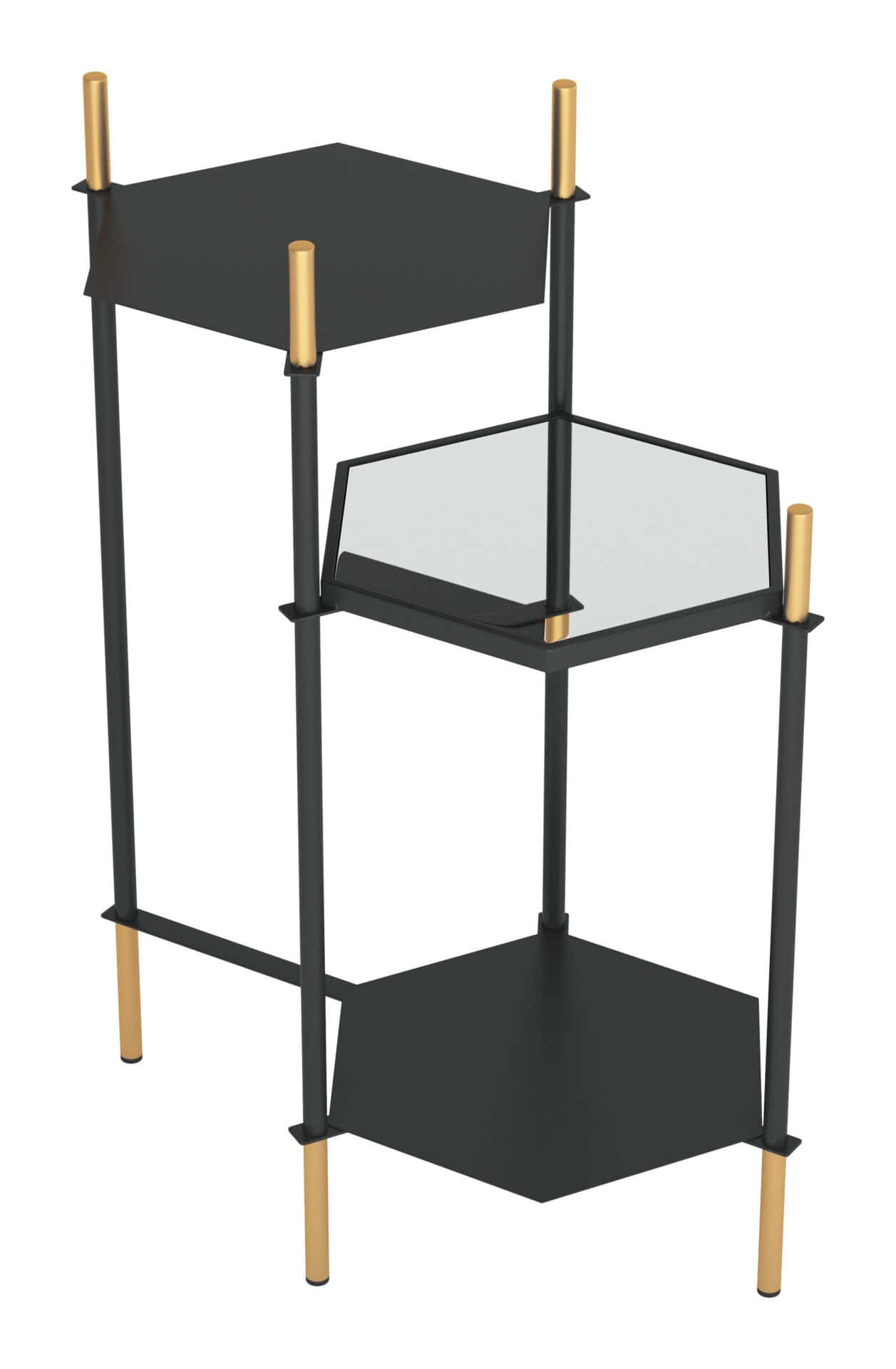 Hexagonal Black and Gold Side Table with Triple Storage Space 7 Hexagonal Black and Gold Side Table with Triple Storage Space - Image 7