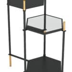 Hexagonal Black and Gold Side Table with Triple Storage Space 16 Hexagonal Black and Gold Side Table with Triple Storage Space