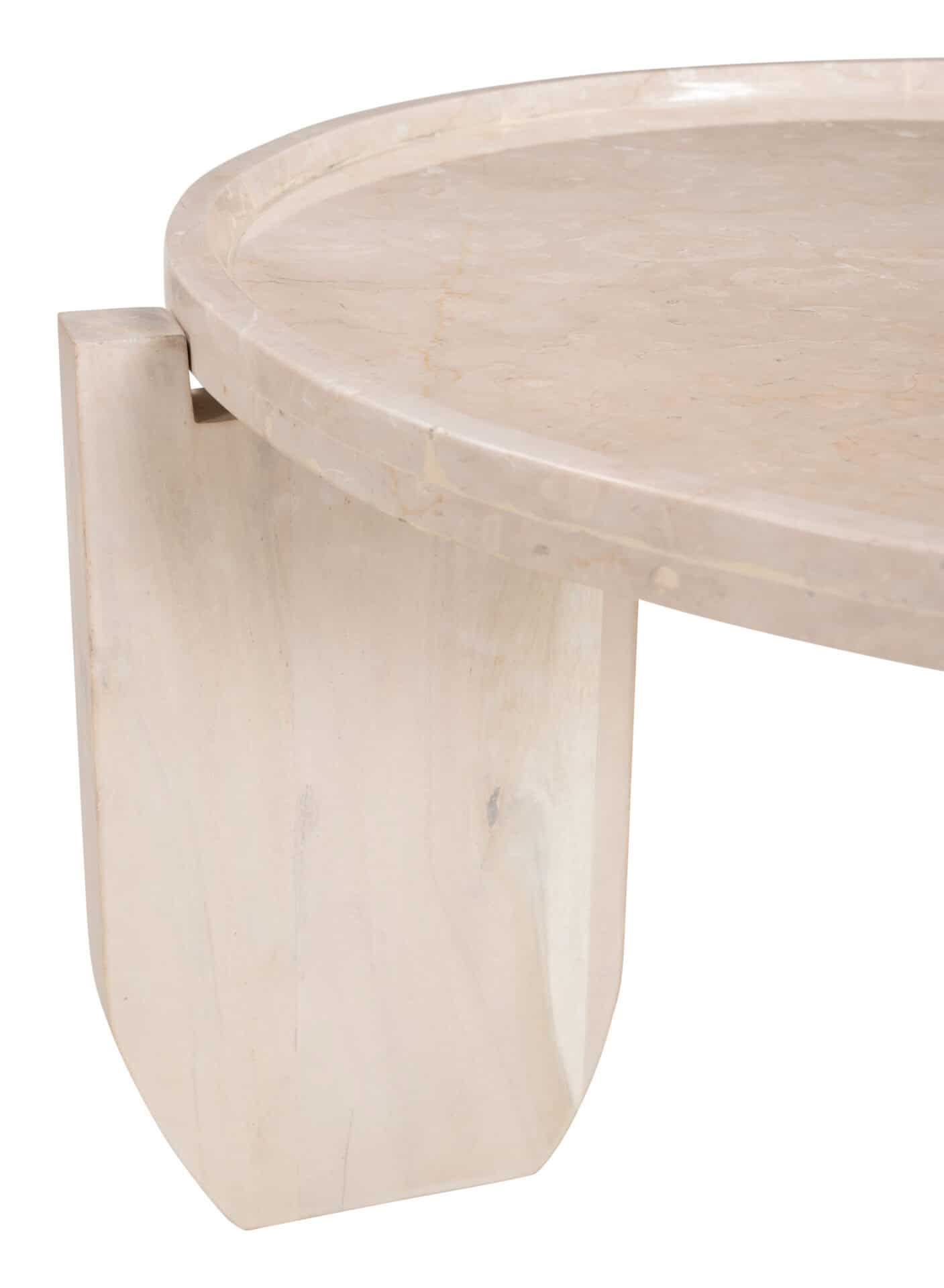 Round Travertine-Style Marble Coffee Table with Minimalist Design 6 Round Travertine-Style Marble Coffee Table with Minimalist Design - Image 6