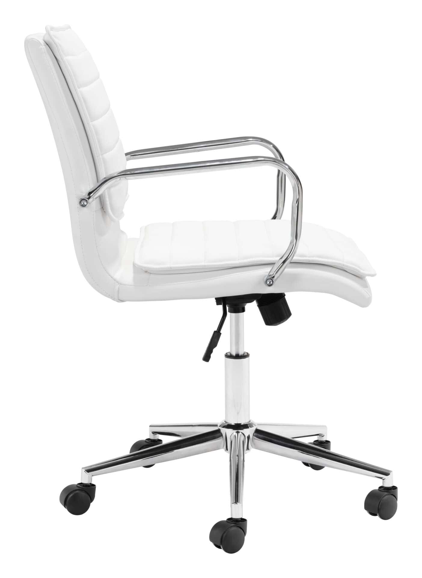 White Faux Leather Office Chair with Adjustable Height and Tilt Function 3 White Faux Leather Office Chair with Adjustable Height and Tilt Function - Image 3
