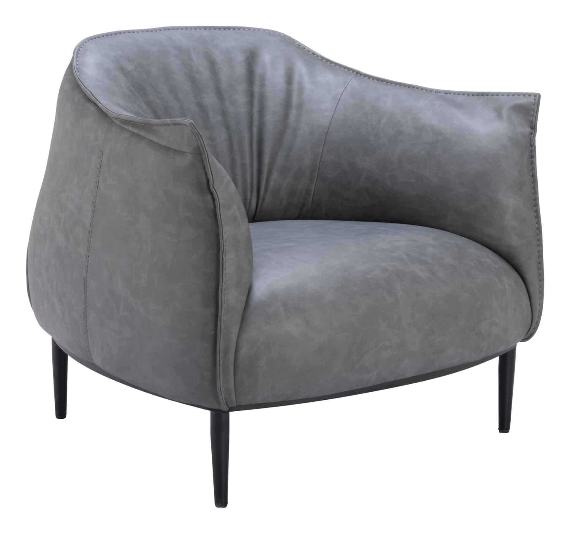 Coffee Faux Leather Accent Chair with Wood Legs and Armrest Support 9 Coffee Faux Leather Accent Chair with Wood Legs and Armrest Support - Image 9