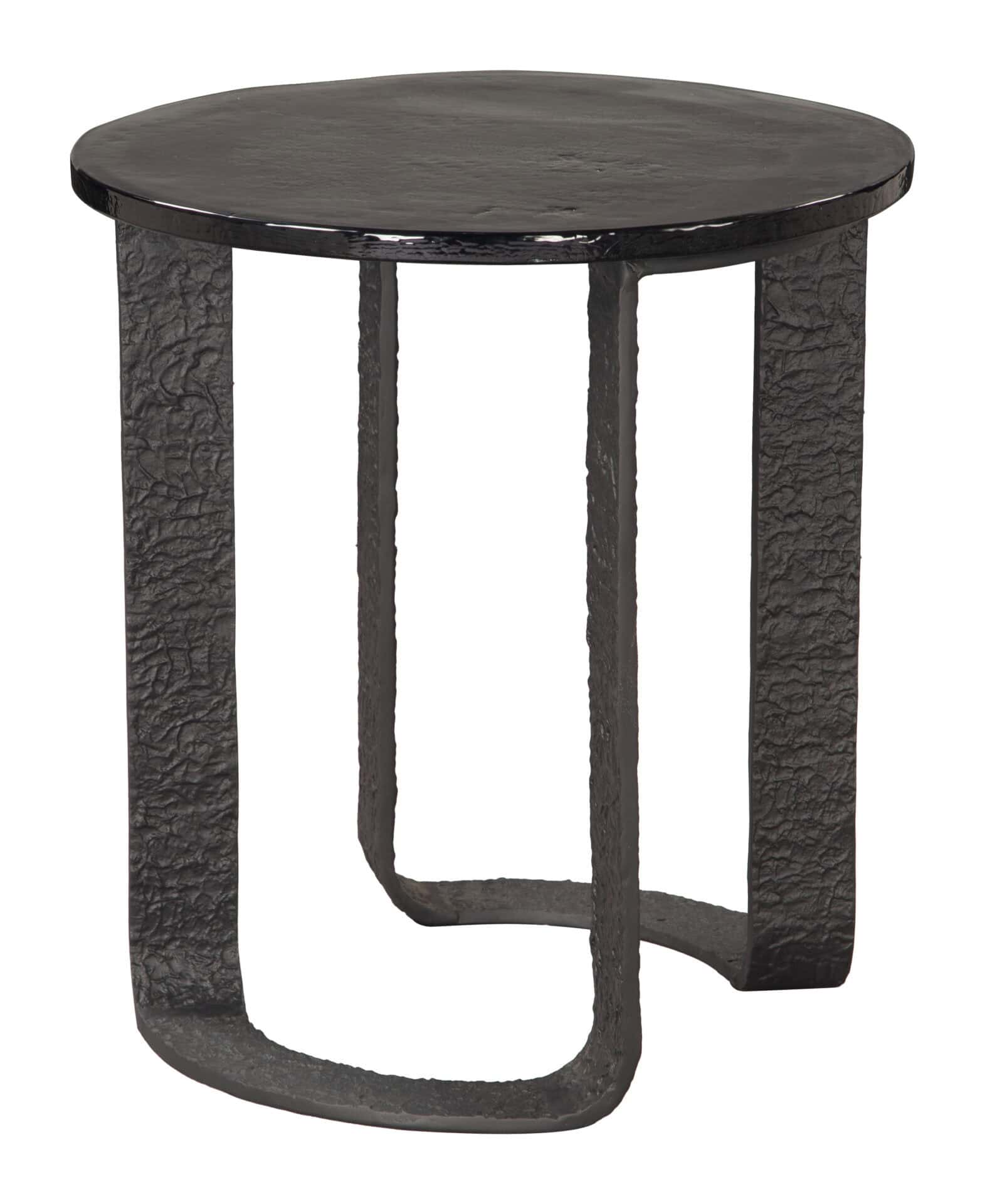 Black Round Side Table with Cast Glass and Aluminum Finish 1 Black Round Side Table with Cast Glass and Aluminum Finish