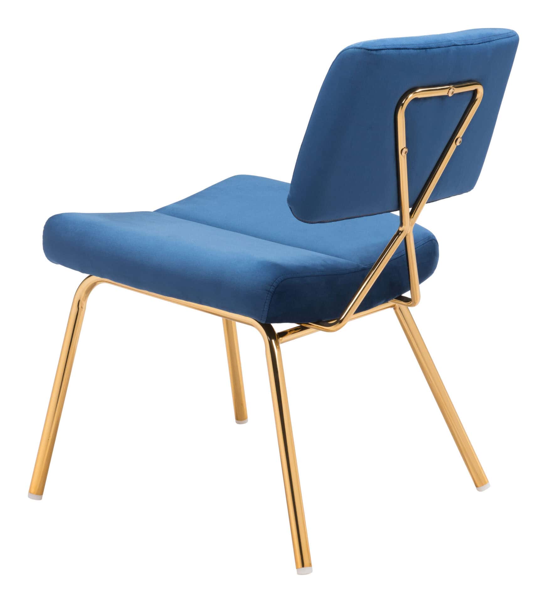 Blue Velvet Accent Chair with Gold Frame (Set of 2) 7 Blue Velvet Accent Chair with Gold Frame (Set of 2) - Image 7