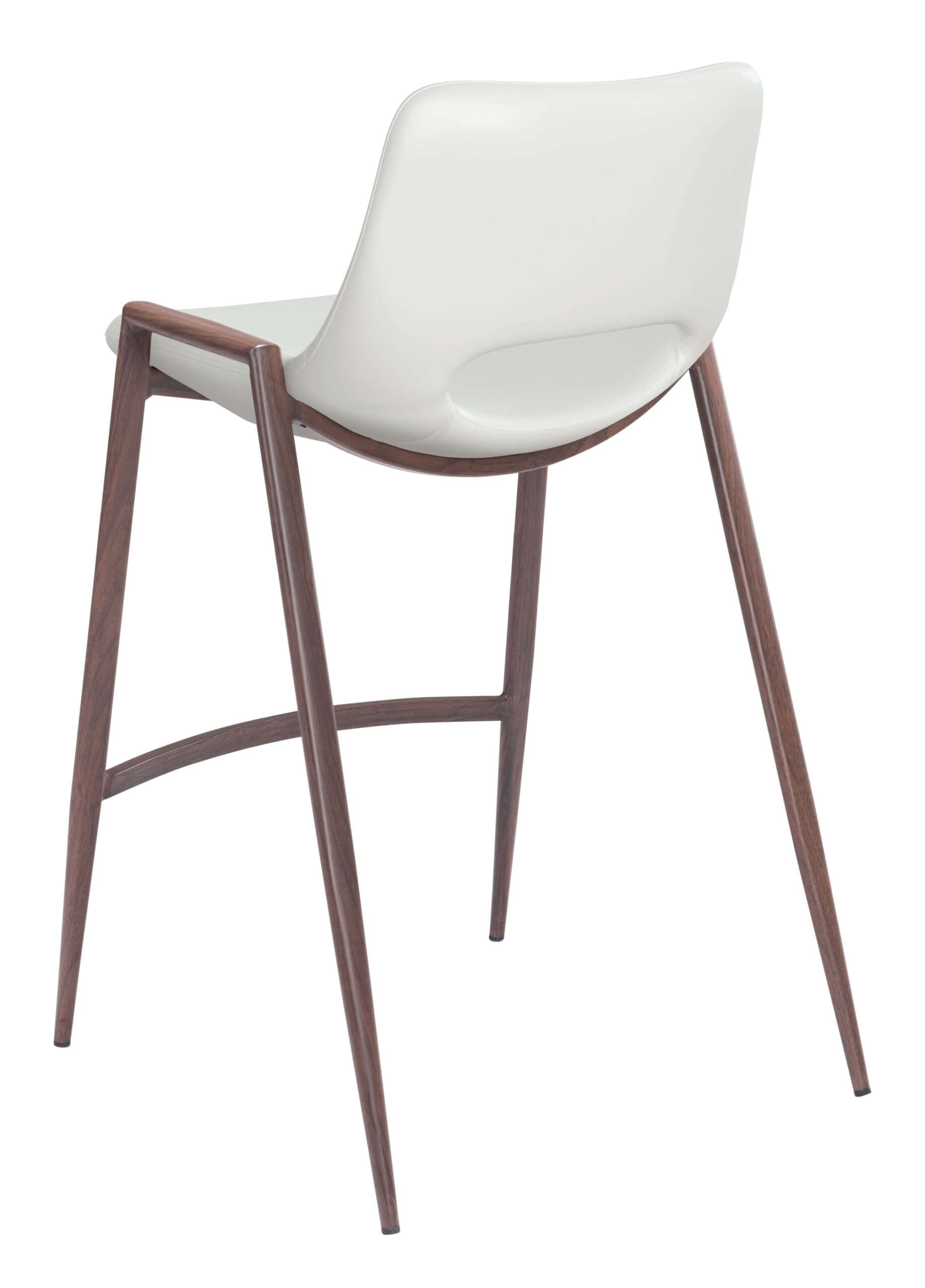 White Walnut Faux Leather Mid-Century Modern Counter Stool (Set of 2)