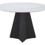 White Sintered Stone Round Dining Table with Steel Base 14 White Sintered Stone Round Dining Table with Steel Base