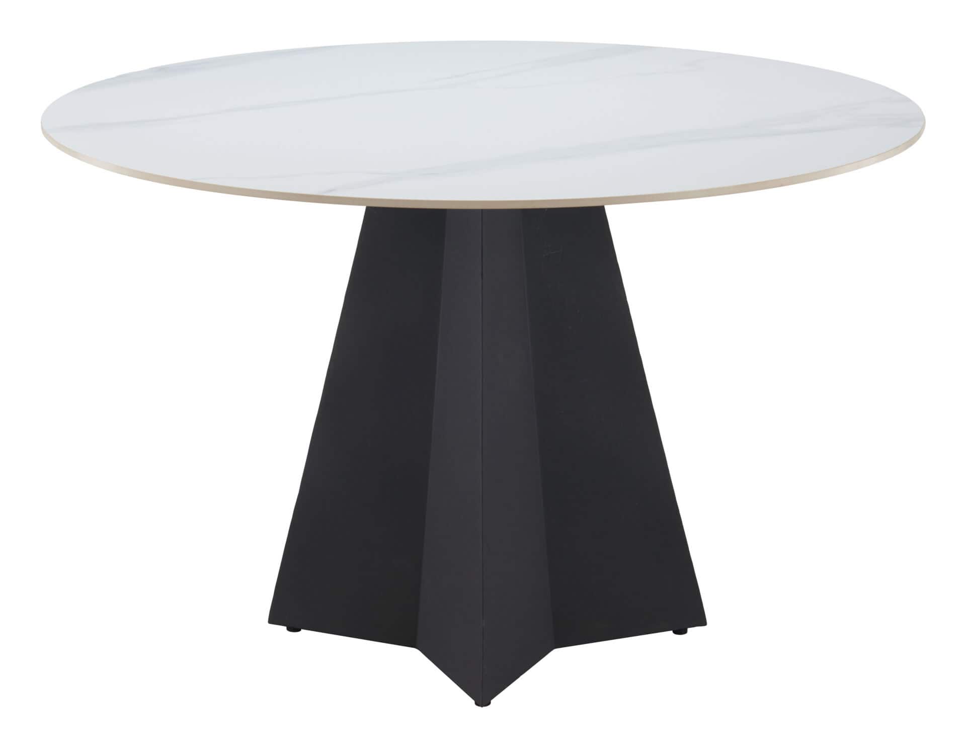 White Sintered Stone Round Dining Table with Steel Base 5 White Sintered Stone Round Dining Table with Steel Base - Image 5