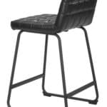 Black Vinyl Tufted Counter Stool with Steel Frame (Set of 2)