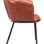 Brown Faux Leather Dining Chair with Armrests and Steel Frame