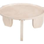 Round Travertine-Style Marble Coffee Table with Minimalist Design 9 Round Travertine-Style Marble Coffee Table with Minimalist Design