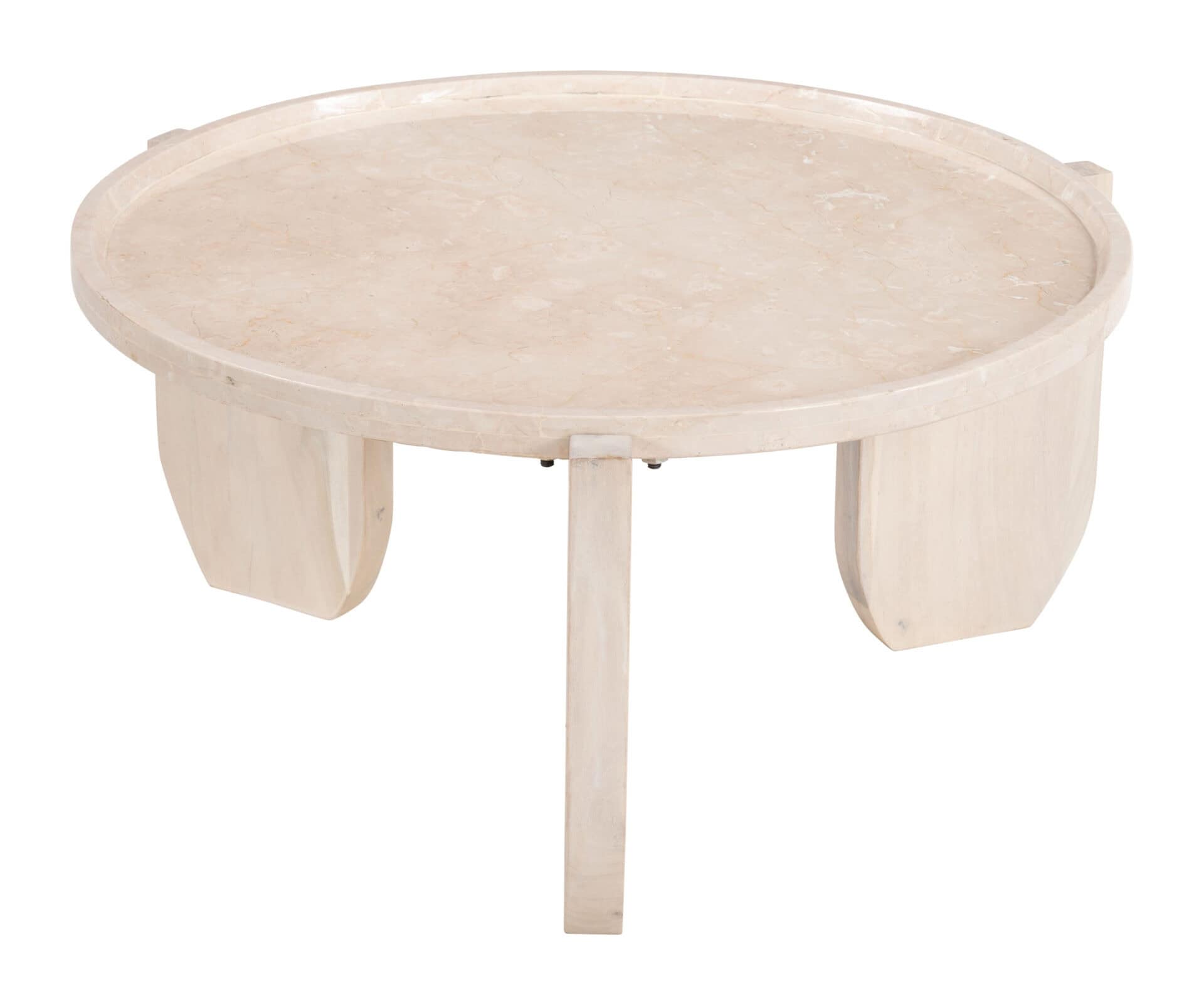 Round Travertine-Style Marble Coffee Table with Minimalist Design 3 Round Travertine-Style Marble Coffee Table with Minimalist Design - Image 3