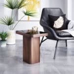 Black & Antique Bronze Steel Frame Side Table with Glass Top 7 Black & Antique Bronze Steel Frame Side Table with Glass Top