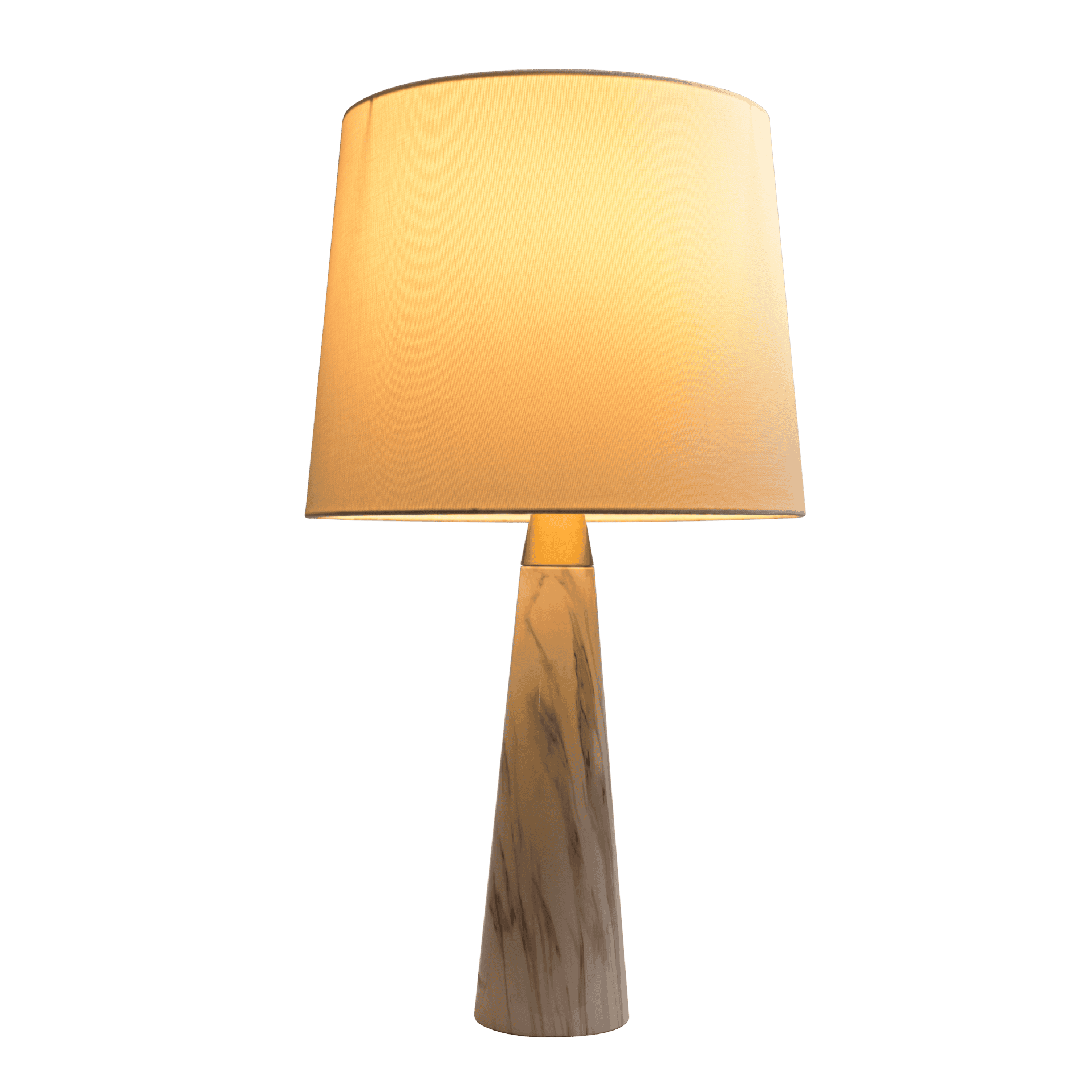 White Marble and Metal Table Lamp with Fabric Shade 2 White Marble and Metal Table Lamp with Fabric Shade - Image 2