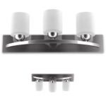Modern Satin Nickel Wall Sconce with Frosted Glass Shades (3 Bulbs) 12 Modern Satin Nickel Wall Sconce with Frosted Glass Shades (3 Bulbs)