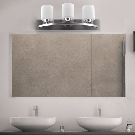 Modern Satin Nickel Wall Sconce with Frosted Glass Shades (3 Bulbs) 2 Modern Satin Nickel Wall Sconce with Frosted Glass Shades (3 Bulbs) - Image 2