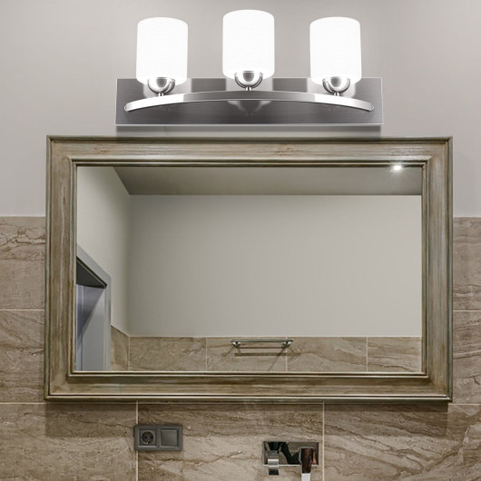 Modern Satin Nickel Wall Sconce with Frosted Glass Shades (3 Bulbs)