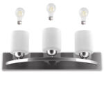 Modern Satin Nickel Wall Sconce with Frosted Glass Shades (3 Bulbs) 13 Modern Satin Nickel Wall Sconce with Frosted Glass Shades (3 Bulbs)