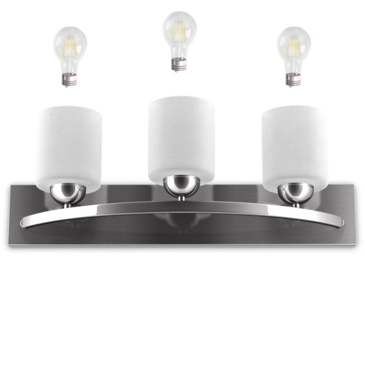 Modern Satin Nickel Wall Sconce with Frosted Glass Shades (3 Bulbs) 6 Modern Satin Nickel Wall Sconce with Frosted Glass Shades (3 Bulbs) - Image 6