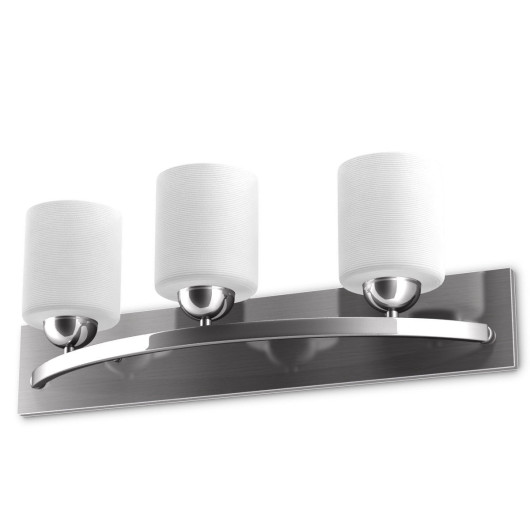 Modern Satin Nickel Wall Sconce with Frosted Glass Shades (3 Bulbs) 3 Modern Satin Nickel Wall Sconce with Frosted Glass Shades (3 Bulbs) - Image 3