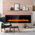 60 Inch Wall-Mounted Electric Fireplace with Adjustable Flame Settings