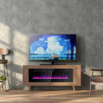 60 Inch Wall-Mounted Electric Fireplace with Adjustable Flame Settings
