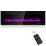 60 Inch Wall-Mounted Electric Fireplace with Adjustable Flame Settings