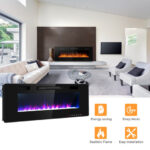 60 Inch Wall-Mounted Electric Fireplace with Adjustable Flame Settings