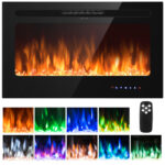 36 Inch Wall Mounted Electric Fireplace with Timer and Heater