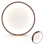 Modern LED Ceiling Light with Wood Pattern and Metal Frame