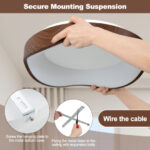 Modern LED Ceiling Light with Wood Pattern and Metal Frame